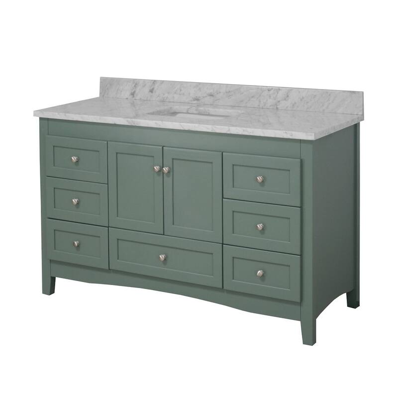 KitchenBathCollection Abbey 60" Single Bathroom Vanity with Carrara Marble Top