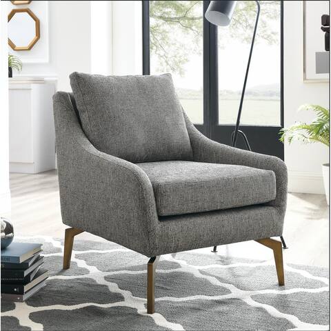 Accent Chair Fabric Thicken Padded Seat Arm Chairs with Metal Leg with Removable Back and Seat Cushion with Bronze Metal Legs