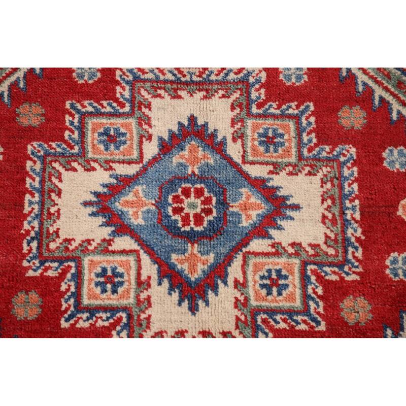 Red Traditional Kazak Area Rug Handmade Oriental Wool Carpet - 6'8" x 9'9"