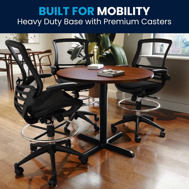 Mid-Back Swivel Office Chair with Adjustable Foot Ring
