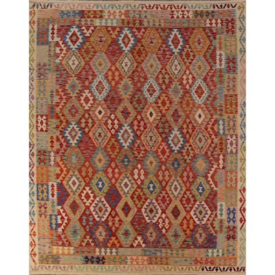 Kilim Oriental Area Rug Flatweave Tribal Wool Carpet - 8'5"x 9'9"