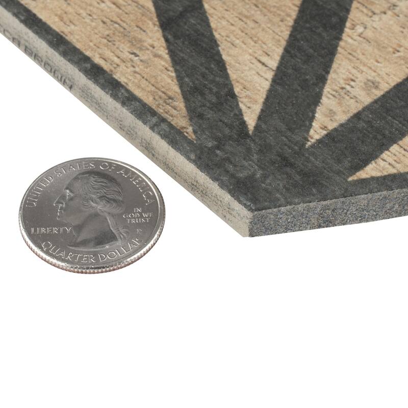 Merola Tile Sawnwood Tribeka Hex Brown 8-5/8" x 9-7/8" Porcelain Floor and Wall Tile
