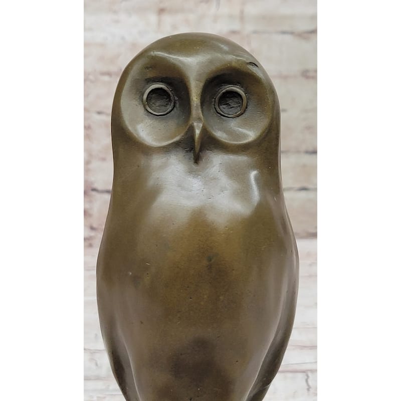 Bronze Metal Owl Bird Sculpture Statue Figure Original Art By Milo On Marble Base
