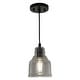 preview thumbnail 8 of 12, Millie Matte Black Mini Pendant Ceiling Light Smoke Gray Bell Glass - 6-in W x 8.25-in H x 6-in D
