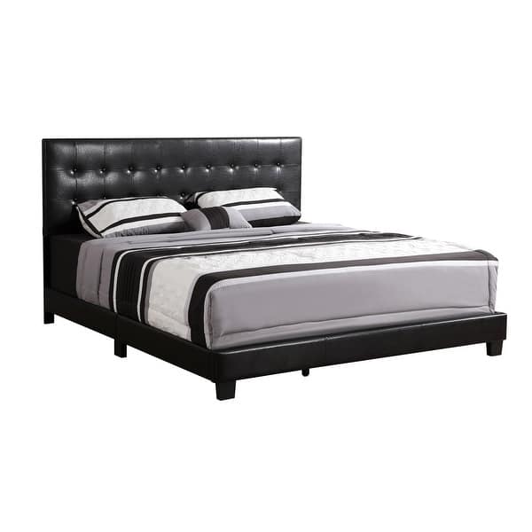 slide 2 of 7, Offex Wooden Caldwell Black Queen Panel Bed with Slat Support