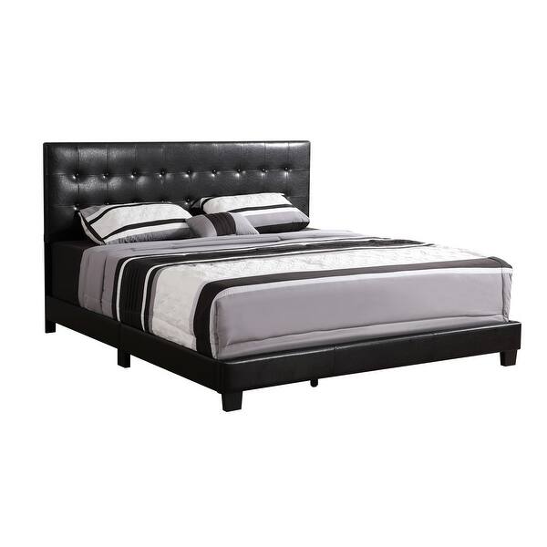 slide 2 of 7, Offex Wooden Caldwell Black Queen Panel Bed with Slat Support