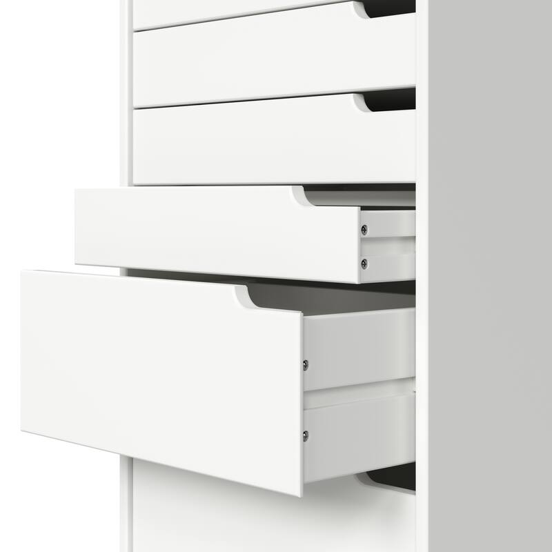 Adeptus Original Euro Roll Cart, Solid Wood, 6+2 Drawer Extra Wide Drawers Roll Carts, White