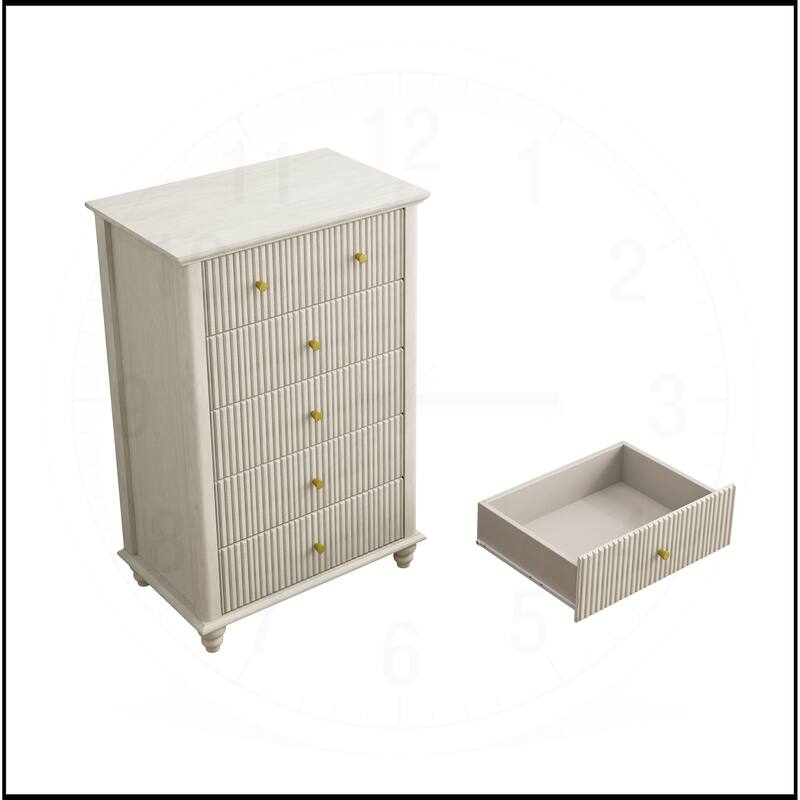 45 Inch Tall Fluted 5 Drawer Dresser