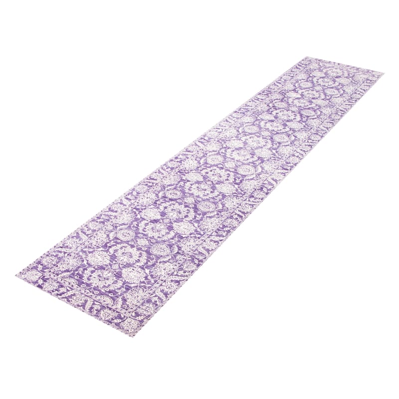 ECARPETGALLERY Hand-knotted Heritage Purple Silk, Wool Rug - 2' 7" x 12'