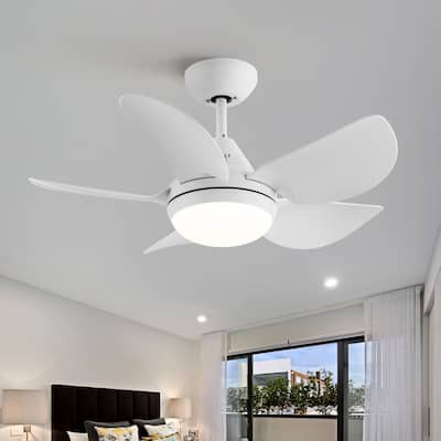 30 in. Indoor Integrated LED White Small Ceiling Fan with Light Kit and Remote Control - 30 INCHES