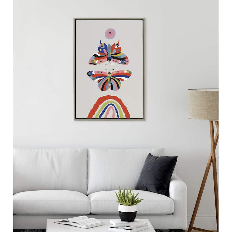 Kate and Laurel Sylvie Butterflies Framed Canvas by Rachel Lee