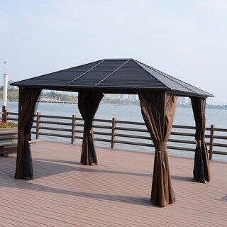 Top Product Reviews For Outsunny 12 X 10 Steel Hardtop Outdoor Gazebo With Curtains 17990797 Overstock
