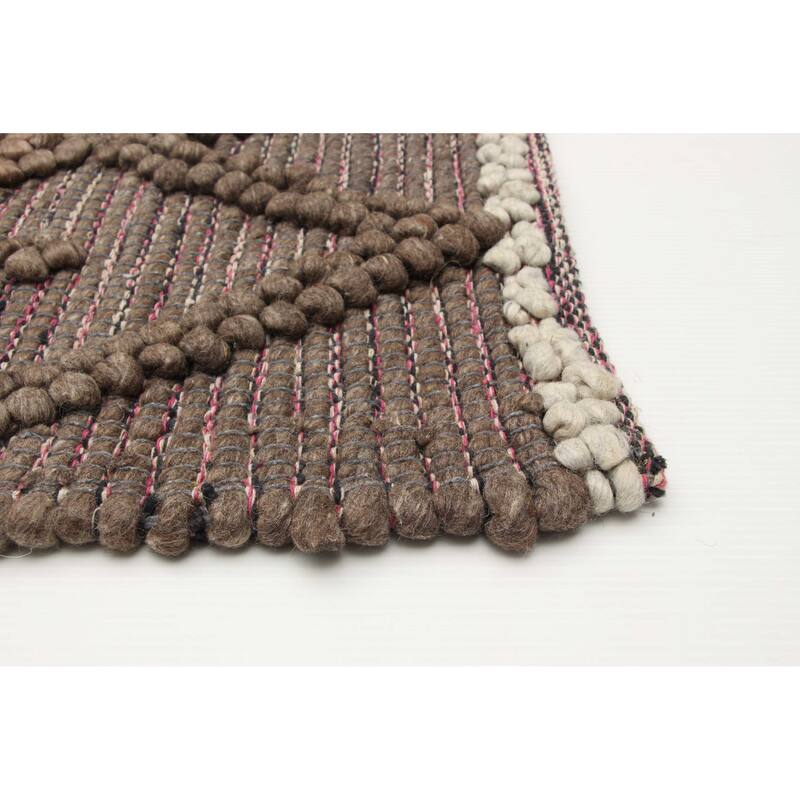 ECARPETGALLERY Braid weave Sienna Grey Wool Rug - 5'2 x 7'10