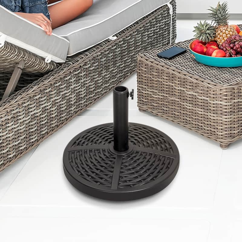 Outdoor 26 lb. Round Black Patio Umbrella Base, Polyethylene and Concrete
