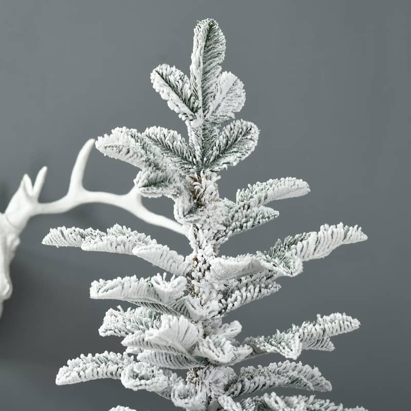 HOMCOM 6ft Tall Flocked Artificial Christmas Tree Holiday Décor with 226 Snow Branches, Auto Open, Steel Base, Green