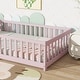 preview thumbnail 22 of 84, Montessori Twin Size Toddler Floor Bed with Fence without Door, Open-row Design Wood Frame Platform Bed with Safety Guardrails