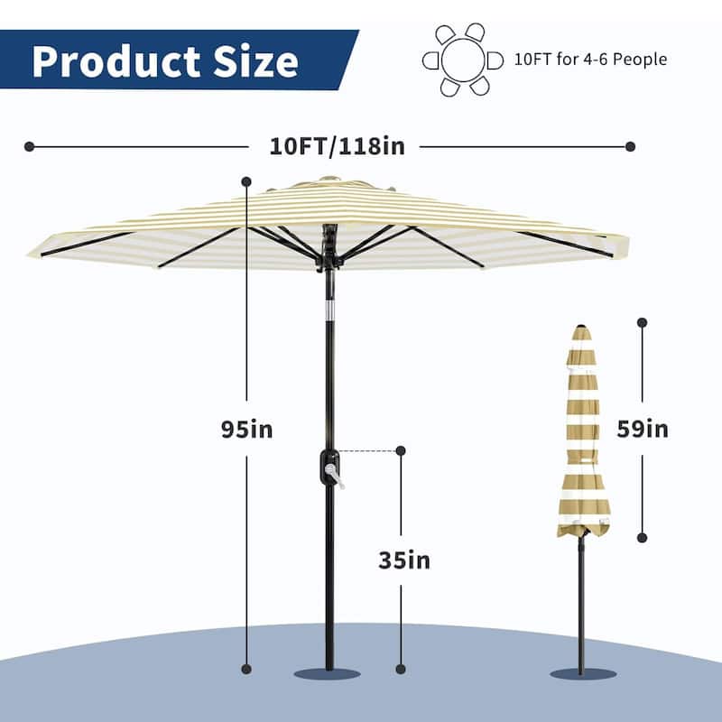 Outdoor 10FT Stripe Outdoor Patio Umbrella, UV Protection Waterproof for Pool Deck Yard