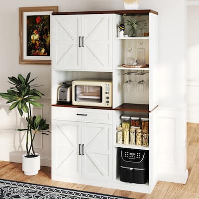 Pantry Cabinet with Glass Holder and Drawer