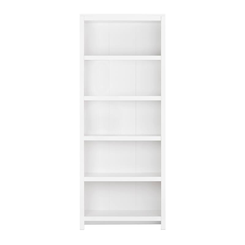 Prepac Moda 80" H 5-Tier Bookcase, Modern Storage Accent Bookshelf with 3 Adjustable Shelves for Home Office, Living Room