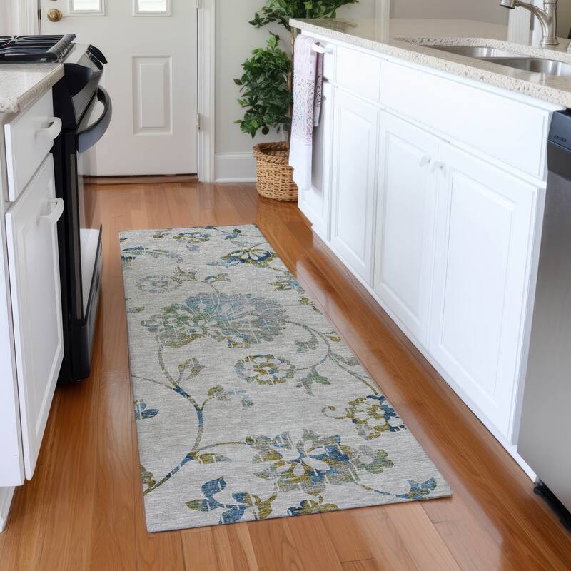 Premium Washable Super Soft Floral Whimsy Mayfield Rug - Taupe - 2'3" x 7'6"