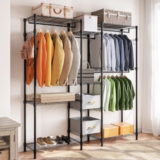 Garment Rack for Hanging Clothes, Corner Clothing Rack with Shelves ...