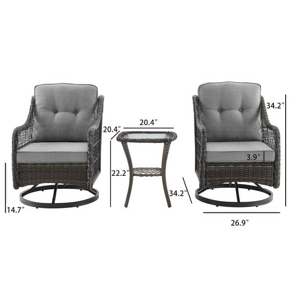 Corvus Vasconia Outdoor 3-piece Wicker Chat Set with Swivel Chairs