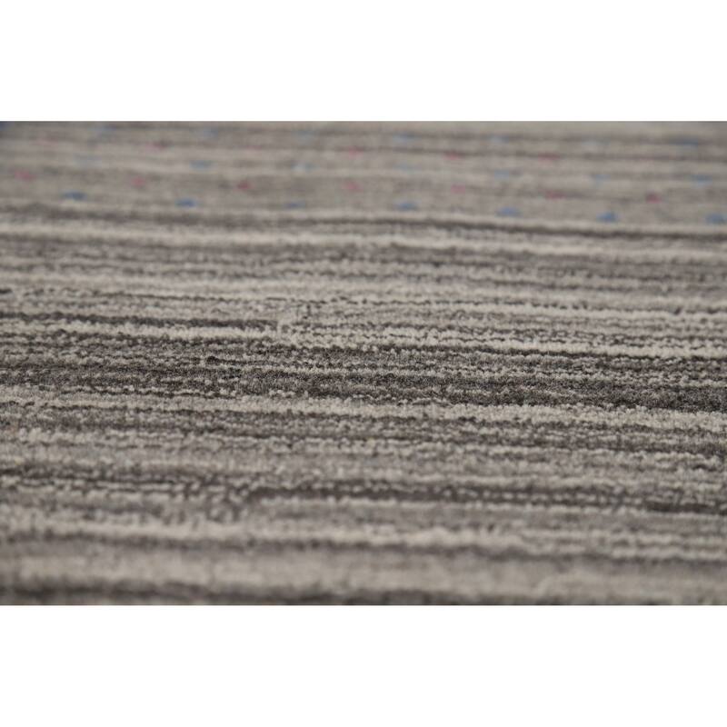 Hand Knotted Oriental 100% Wool Carpet Tribal Animal Pictorial Greys & Charcoal Gabbeh Area Rug - 7' 8'' X 5' 0''