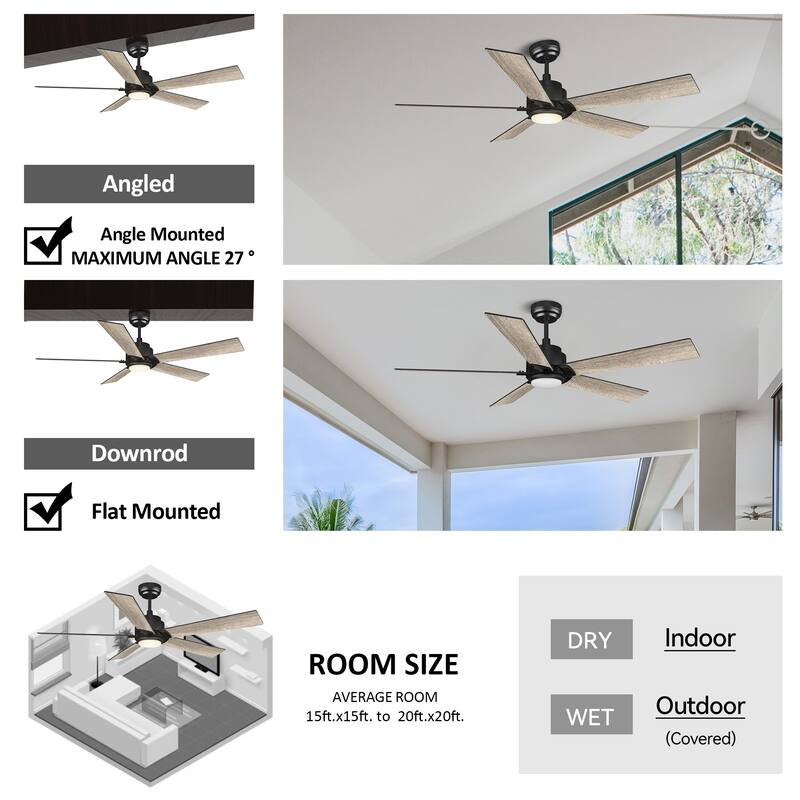 CARRO Joule 56-inch Smart Ceiling Fan with Light and Remote Control-Downrod