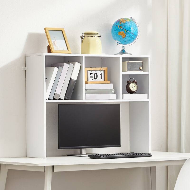 Particle Board Desktop Bookshelf, Storage Rack Wood Display Shelf and Safe - 37.0" L x 9.4" W x 28.7" H
