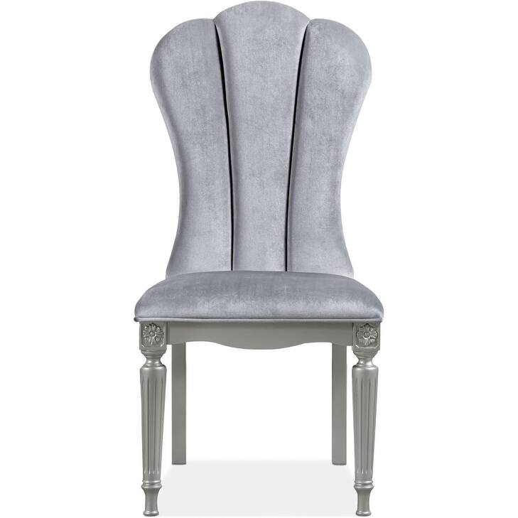 Silver Gray Finish Modern Upholstered Side Chairs Set