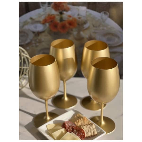 Metallic Gold Color Plastic Wine Glasses Set of 4 (20oz), BPA Free Acrylic Wine  Glass Set, - On Sale - Bed Bath & Beyond - 42525730