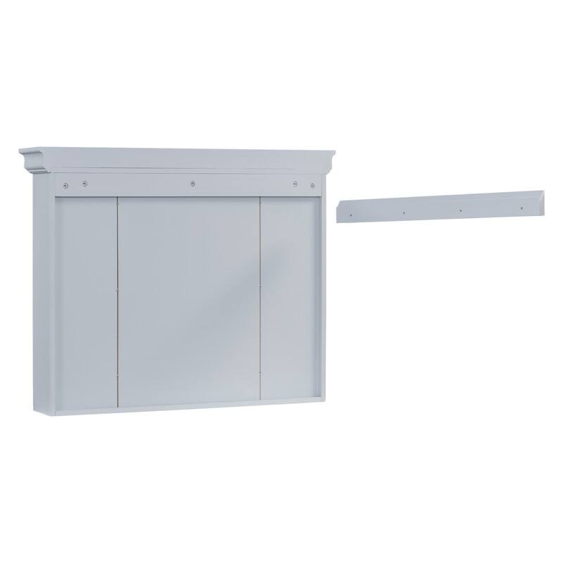 Wall Mounted Bathroom Cabinet with Mirror Door and 6 Open Shelves