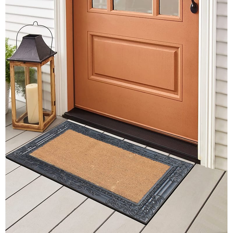 A1HC Natural Coir and Rubber Door Mat, Thick Durable Doormats for Indoor/Outdoor Entrance, Front Door Entry Doormat