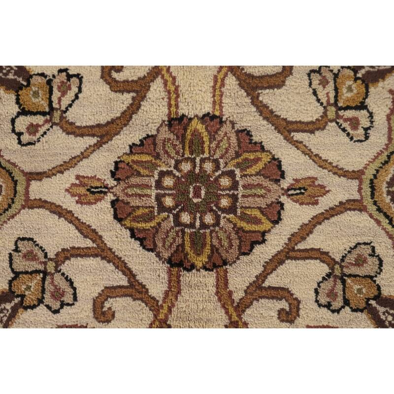 All-Over Floral Agra Indian Area Rug Hand-Knotted Wool Carpet - 9'1"x 12'2"