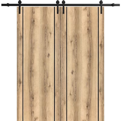 Sturdy Double Barn Door 36 x 80 with Planum 0017 Oak with 13FT