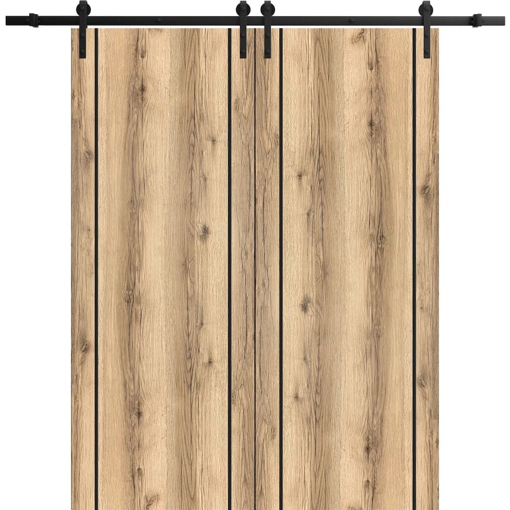 Sturdy Double Barn Door 36 x 80 with Planum 0017 Oak with 13FT