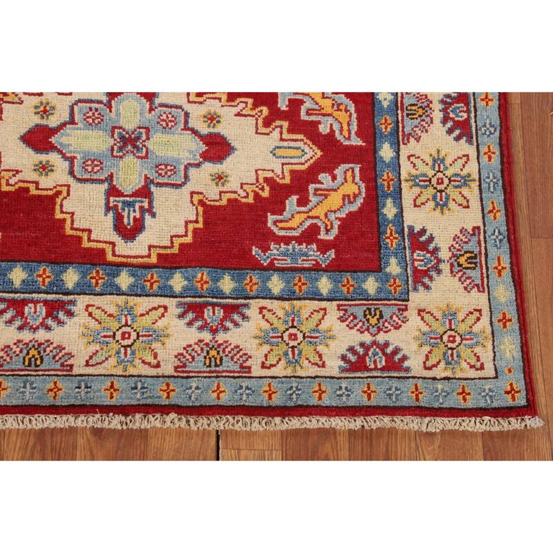 Traditional Red Kazak Accent Rug Hand-Knotted Wool Carpet - 3'5" x 5'1"