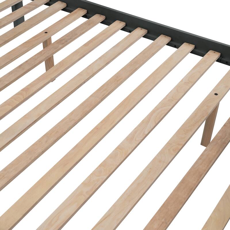 Twin-Over-Full Bunk Bed with Trundle, Storage, and Guard Rail for Bedroom or Dorm