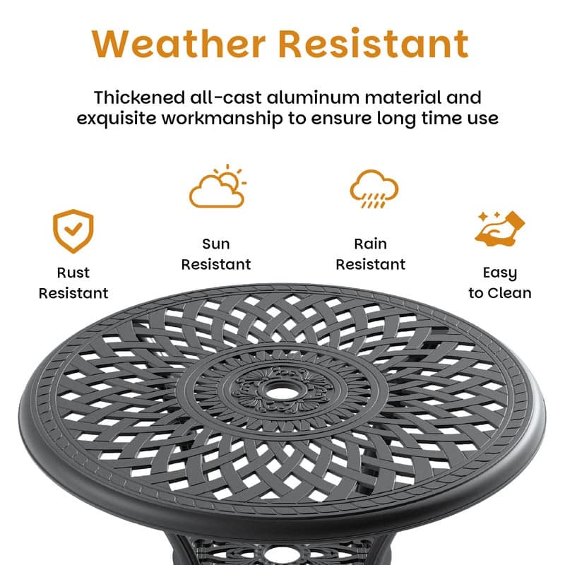 5-Piece Aluminum Round Outdoor Patio Dining Set, 4 Cushioned Swivel Chairs, Table, All-Weather Frames