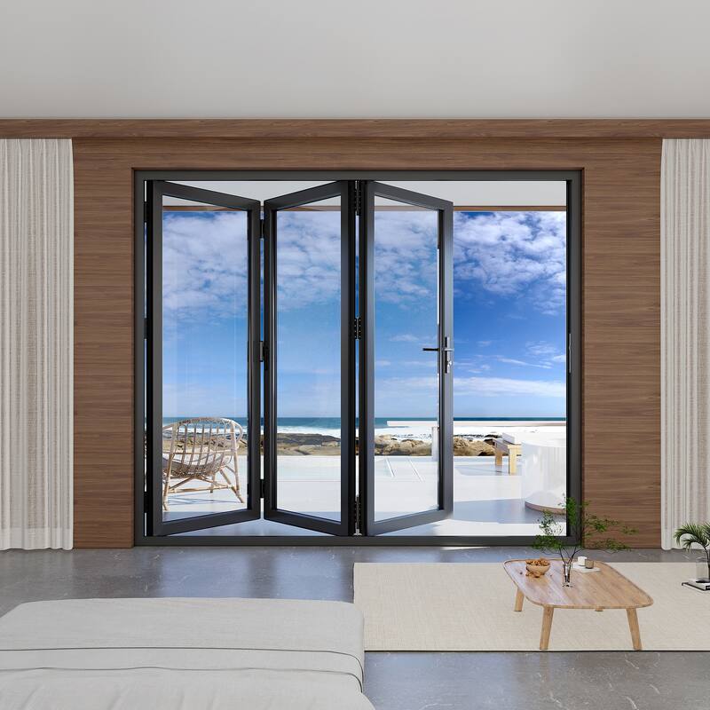 KaMic 96" x 80" 3-Panel Aluminum Patio Folding Door Left to Right-Outswing