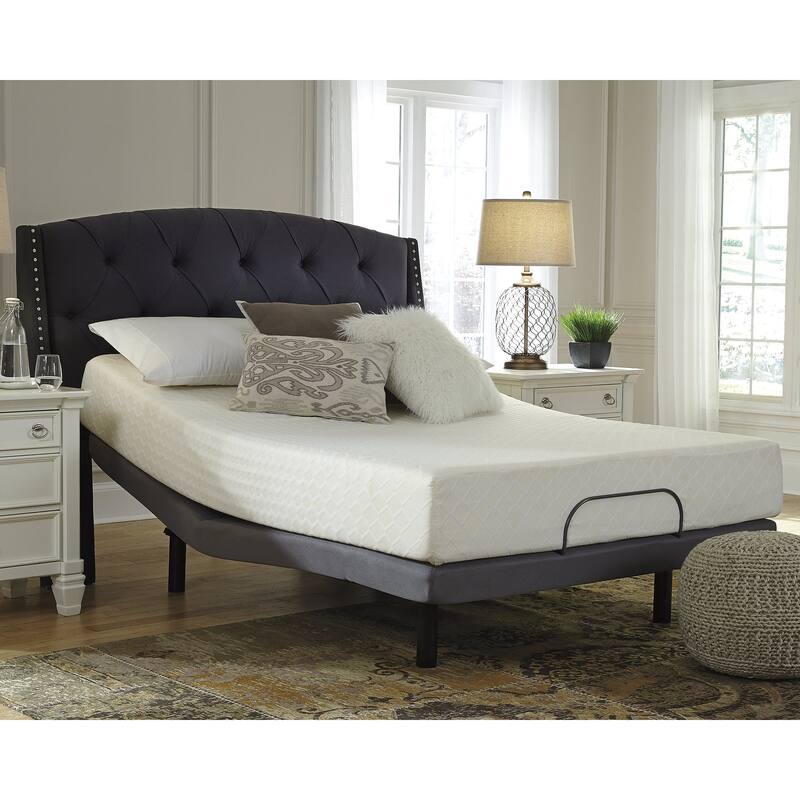 Signature Design by Ashley 10 Inch Chime Memory Foam Black/White 2-Piece Queen Mattress Package