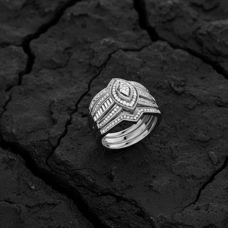 1/10ct TDW Diamond Halo Bridal Set in Silver for Women