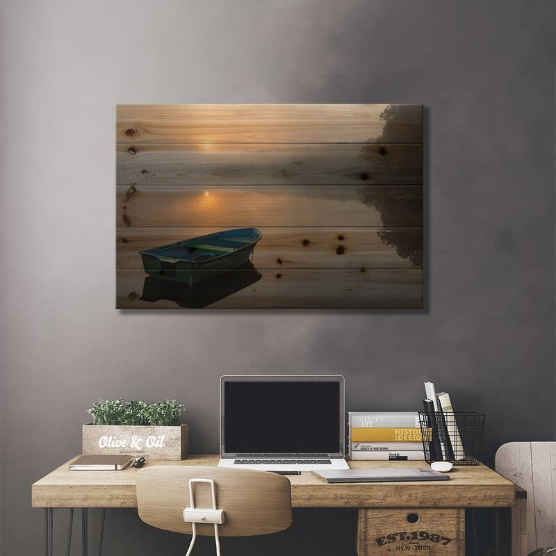 The Power Of Calm Print On Wood by Slawomir Kowalczyk - Multi-Color