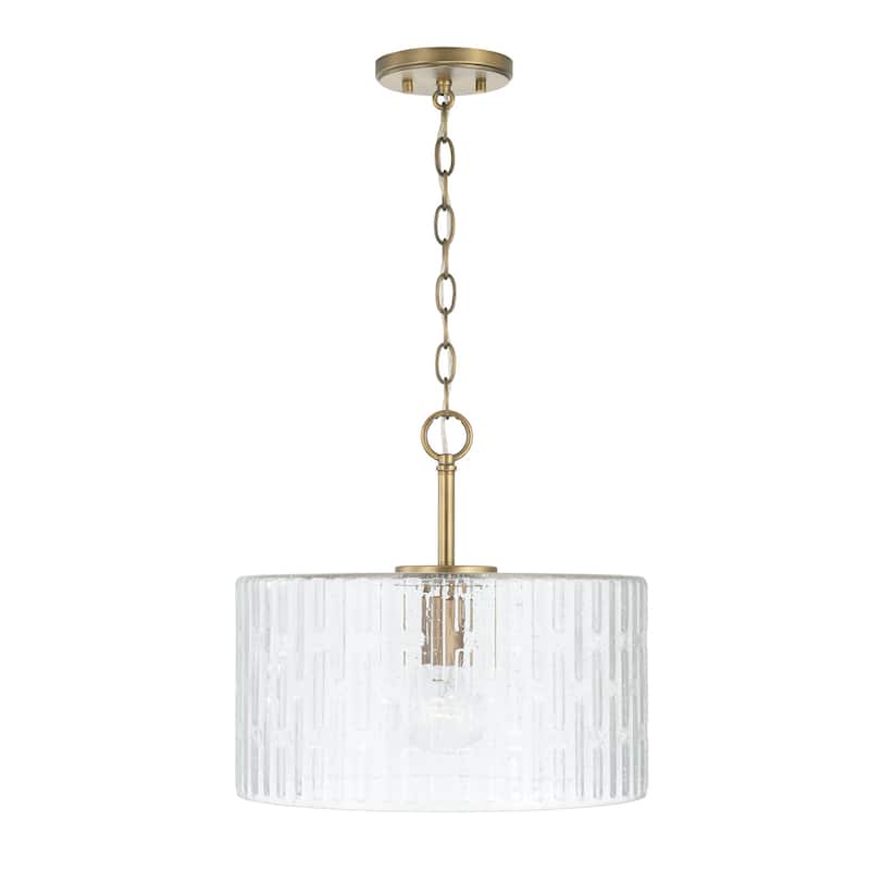 Emerson 1-light Dual Mount Semi-Flush/ Pendant w/ Embossed Seeded Glass