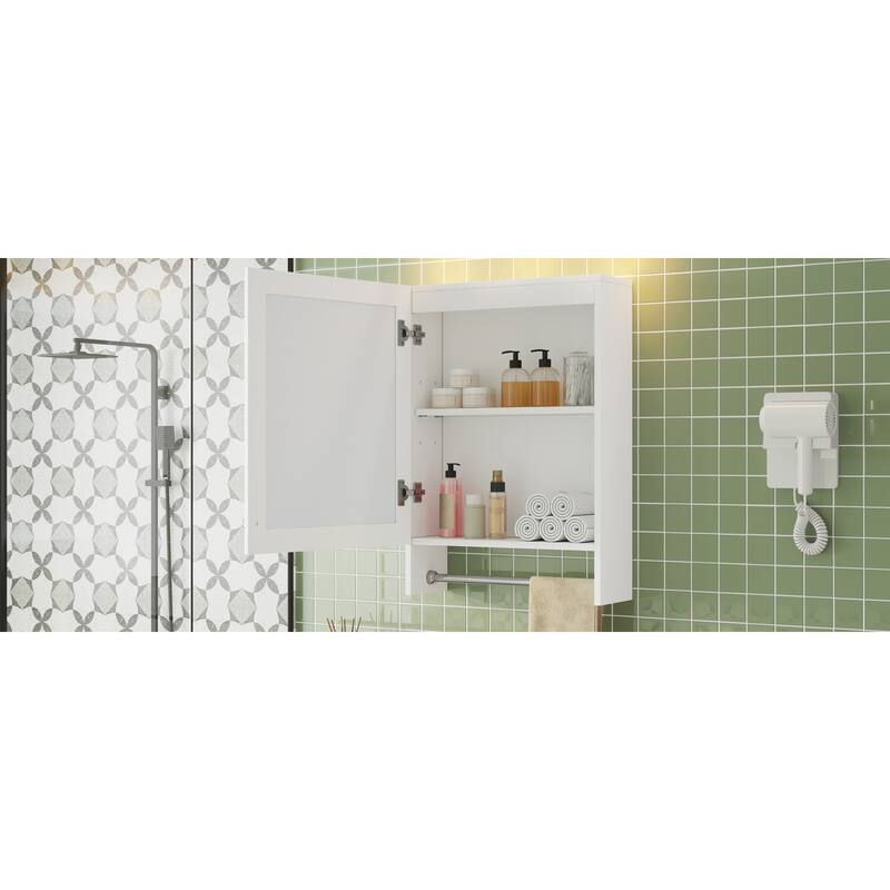 Roomfitters 20 Inch 3-in-1 Wall Mount Medicine Cabinet, Mirror Storage with Adjustable Shelf & Soft Close Door, White