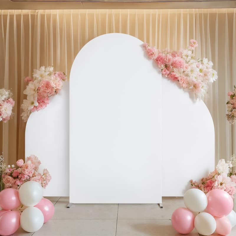Set Of 3 Wedding Arch Cover Dual-Sided Color Round Top and Half Moon Arch Stands Cover with Zipper