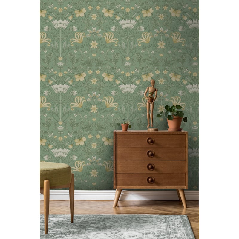 Vintage Floral Non-Pasted Wallpaper – 396 in x 20.8 in