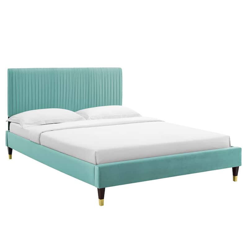 Peyton Performance Velvet Queen Platform Bed