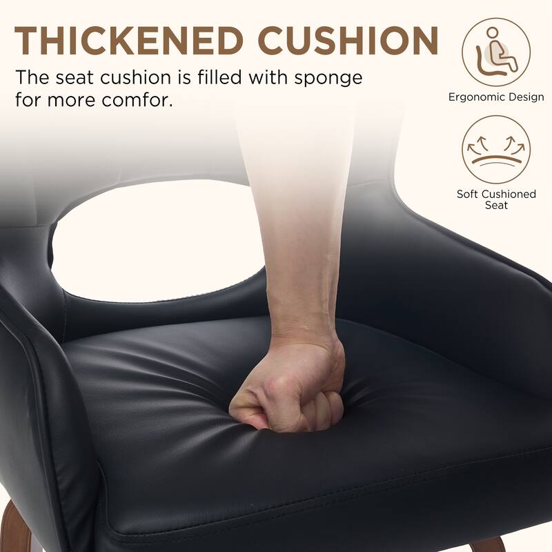 Swivel Dining Chairs Set of 2, Faux Leather Upholstered Kitchen Chairs