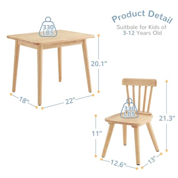 dimension image slide 1 of 3, Children Wooden Table and Chair Set, Small Table with 2 Chairs for Kids, Gift for Children, Multi Function Kids Table